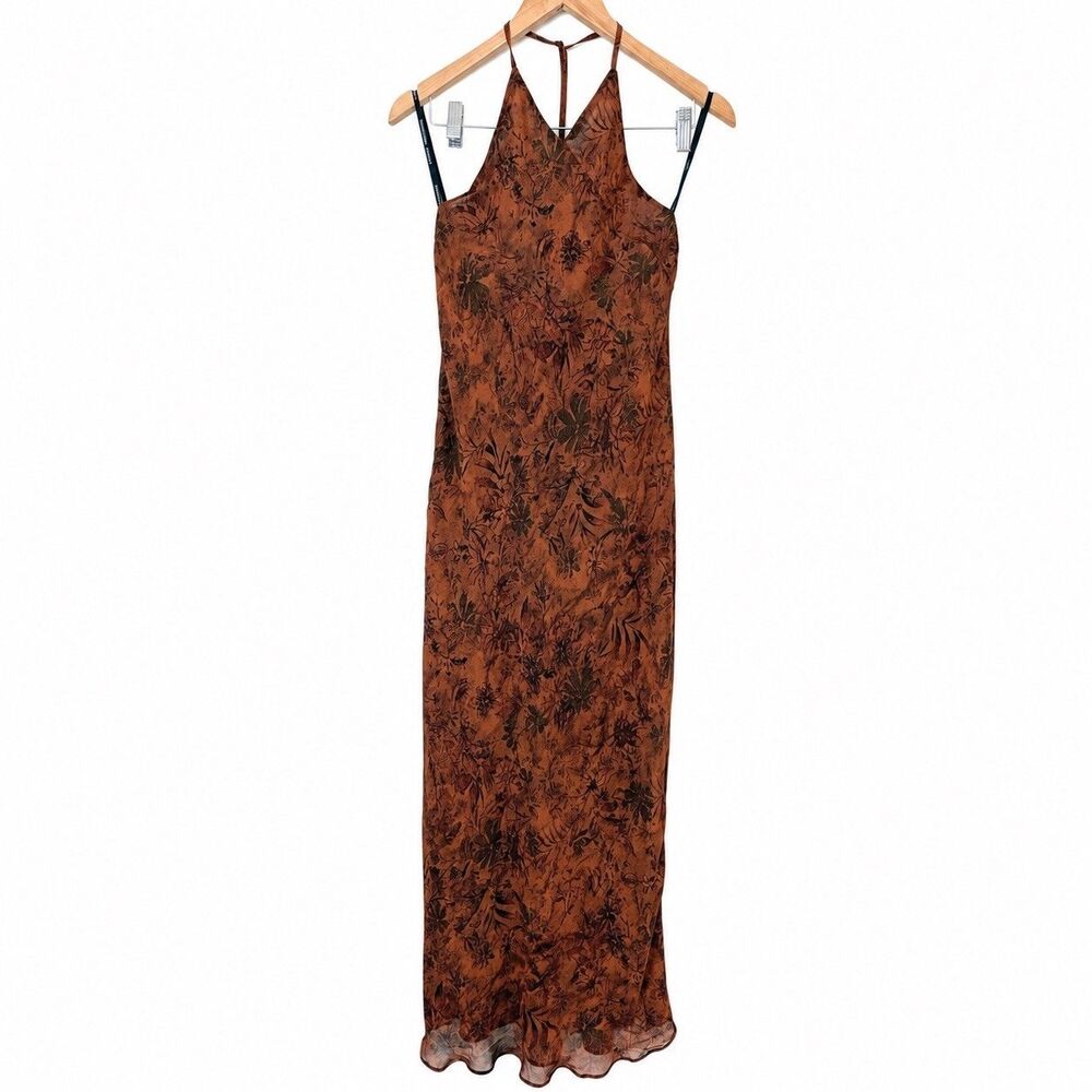 Vintage Laundry by Shelli Segal Rust Brown Floral Maxi Dress Sz 6 Dark Romantic - Picture 2 of 12